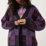Daydreamer  Plaid Wool Blend Oversized Cardigan Sweater Photo 8
