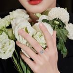 18K White Gold Plated Adjustable Blue Crystal Aquamarine Sapphire Ring for Women Silver Photo 1