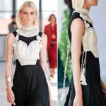 Altuzarra Apollonia Crochet Bustier Linen Silk Maxi Dress Black Size 34FR (2 US) Photo 9