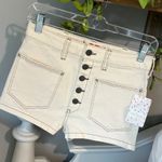 We The Free Free People Denim Jean Shorts New  27 Button Fly High Waist Ivory Photo 3