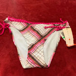 Hula Honey Women's  Bikini Bottom L White Pink Plaid Photo 0