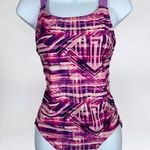 Champion Swimsuit Medium 8-10 One Piece Bathing Suit Purple Pink White Womens Photo 0