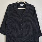Hot Cotton Linen Blend Black White Striped Button Down Tunic Shirt, Size XL Photo 2