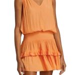 Ramy Brook Kiara Smocked Mini Dress tangerine L Photo 1