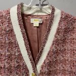 Anthropologie Maeve By Anthroplogie Tweed Lurex Coatigan Pink Cream Gold Button Size Medium Photo 6
