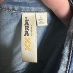 Lara western raw hem denim button down L shirt Blue Size L Photo 2