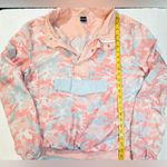Kylie Camo Anorak Jacket Windbreaker Kangaroo Pocket Oversized Half Zip Large Pink Photo 5