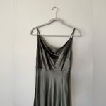 Birdy Grey  Lisa Shiny Satin Cowl Neck Olive Green Long Dress in Women’s Size S Photo 4