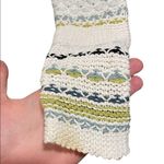 J.Jill White Blue Green Striped Long Sleeve Long Line Knit Crochet Cardigan Top Photo 4