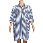 Sézane  Maxine Oversized Shirt Dress, Ecru Blue Stripes, FR46/US14 Photo 12