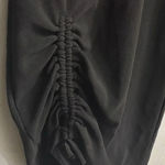 ZARA  Black Fitted Bodycon Dress Ruched Side Party Cocktail Midi Size Large NWT Photo 4