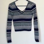 LA Hearts Cropped Striped V-Neckline Long Sleeve Shirt - Size: Small Photo 0