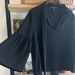 BCBGMAXAZRIA Mellie Woven Drape Flutter Sleeve V-neck Blouse, S Photo 2