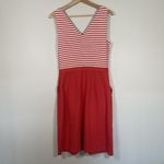 Boden Women's Dress Knit Striped Pockets Red White V Neck Tomato Girl US 8 Lined Photo 5