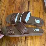 Yellow Box  Tan Laser-Cut Sandals Photo 2