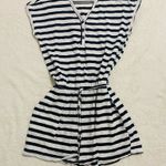 Time And Tru  Black and White Stripe Shortall  Romper Women’s Small Photo 0