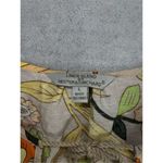 Women’s Linen Blend Floral Tie Front Blouse Top Large Tan Photo 7