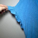 Anthropologie Pilcro Blue V Neck Ruffle Sleeve Cotton T Shirt Top Women's Size L Photo 1