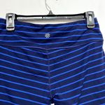 Athleta  Chaturanga Capri Legging Women's Medium Blue Striped‎ Stretch Logo Photo 6