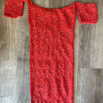 Auguste  the Label Red Smocked Off Shoulder Dress Floral Print coastcowgirl Size 8  Photo 0