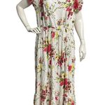 Lane Bryant Womens White Red Gold Floral Square Neck Spring Summer Dress Size 1 Photo 0