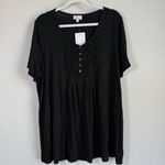 kim rogers Women's Black Honeycomb V-Neck Short Sleeve Flowy Top Size XXL NWT Photo 11
