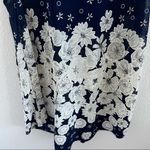 Ember Raised Painted Floral Navy Semi Sheer Secretary Tie Bow Top Blouse Shirt M Size M Photo 3