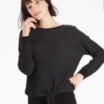 Lucky Brand Black Ribbed Drop Shoulder Tie Front Sweater Size Small Photo 0