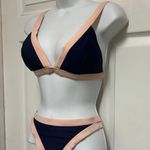Cupshe Navy & Blush Contrast Binding Triangle Bikini Swimsuit Photo 7