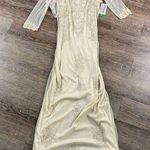 Vintage Stenay Maxi Dress 10 Cream Sheer Beaded Fairy Y2K Rayon Evening Gown Photo 0
