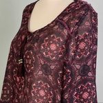 Maurice's maroon semi-sheer silky blouse with front tie & cutout back Medium EUC Photo 4