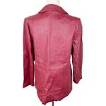 Dialogue Genuine Leather Washable Button Front Jacket in Red Women's Size Medium Photo 1
