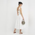 Anthropologie Kourt Drew Smocked Midi Dress in White Yellow Large Photo 1