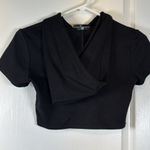 Lux LA  Sweatshirt Short Sleeve Hooded Crop Top Black Size Small EUC #5721 Photo 0