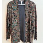 Draper’s & Damon’s Woman’s Cardigan Duster Gorgeous Paisley Print Size: XL Black Photo 0