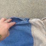 Vintage 80s OshKosh Two Tone Block V Yoke Midi A Line Jean Skirt Western 12 Blue Photo 4