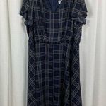 Unique Vintage Blue Plaid Tie Front 1940’s Swing Midi Dress Sz.5x/26 Photo 0