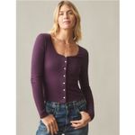 American Giant Women's Luxe Rib Square Neck Cardigan Purple Photo 9