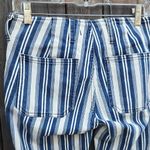 Free People  Blue and White Striped Straight Leg Jeans Photo 6