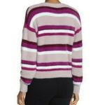 Splendid Striped Plush V-Neck Sweater in Lilac Burgundy, Size M New w/Tag Photo 1