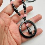 Pink & Black Hematite Necklace Gray Photo 3