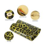 LABAIR Yellow Leopard Print Patent Leather Clutch Bag Purse with Chain Photo 7