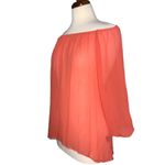 Sanctuary Peachy Orange Off Shoulder Semi-Sheer 3/4 Sleeve Flowy Loose Fit Top M Photo 1