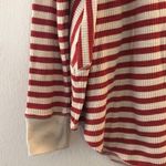 Free People We The Free Top  Red & Cream Striped Oversized Waffleknit Sz L EUC Photo 3