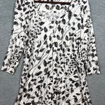 J Jill Cardigan Tunic Top Womens M‎ Button Front 3/4 Sleeve Leaf Print Casual White Size M Photo 0