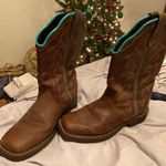 Justin Cowboy Boots With Turquoise Designs Photo 0