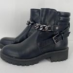 GBG Los Angeles Silea Chain Chunky Heel Moto Boots Size 8 Black Photo 5