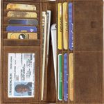 RFID Blocking Mens Genuine leather Bifold Long Wallet Photo 4
