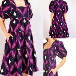 Ulla Johnson Dress Nora Midi Puff Sleeve Pockets Cotton Shibori Whimsy NWT $445 Photo 4