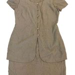 Ann Taylor  Women's Size 12 Brown and Beige Sheath Dress with Attached Jacket, Knee Lengthwise  Photo 0